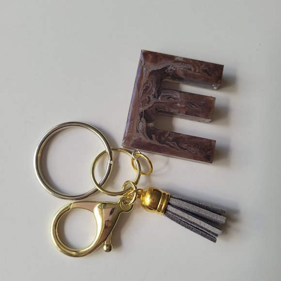 Handmade Initial Letter Resin Keychains - Picture 3 of 5